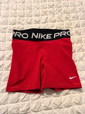 Nike Red Compression Training Shorts with Black Waistband